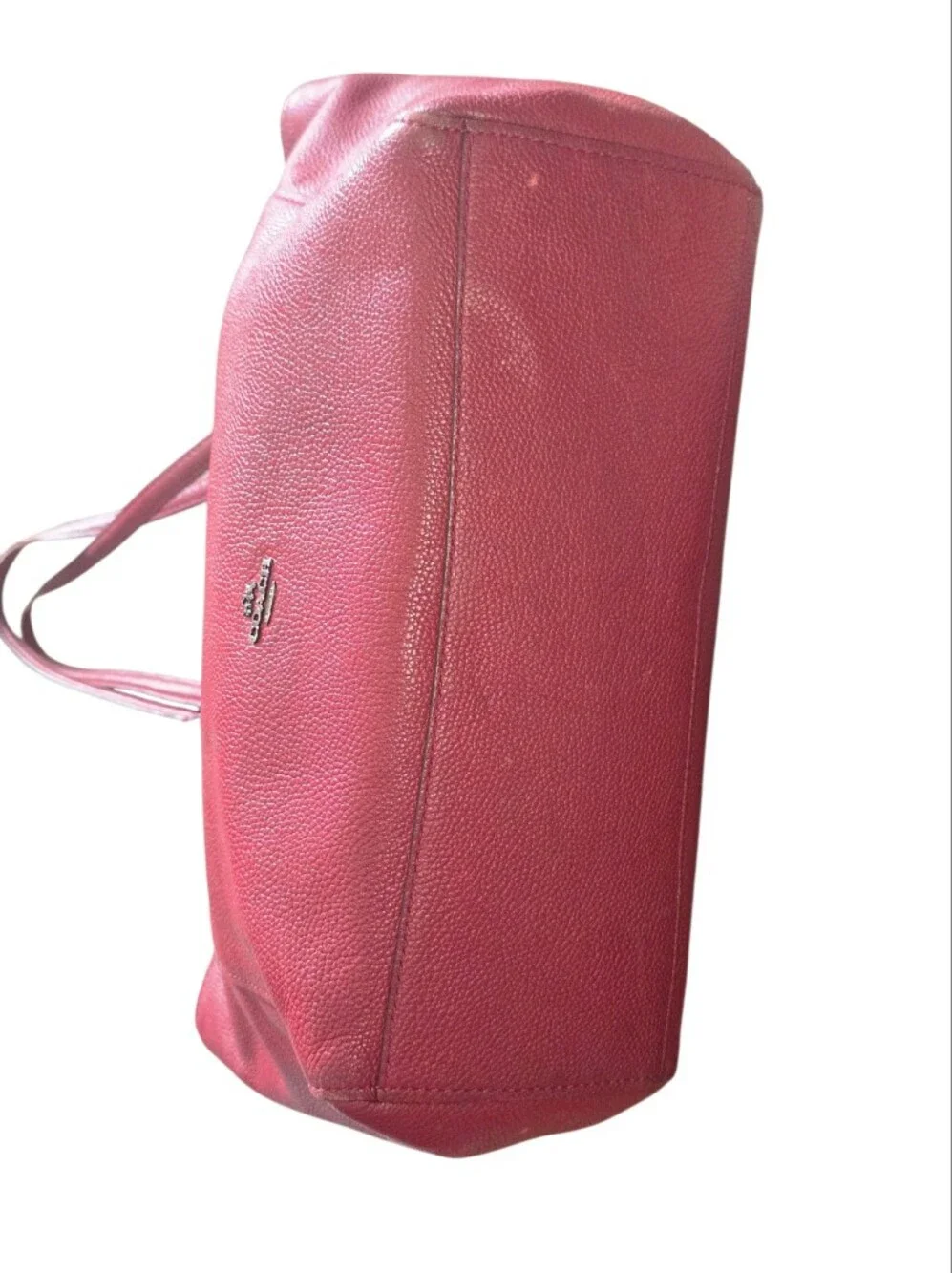 Coach Dark Red Pebbled Turnlock Leather Tote Bag - Signature Chain Strap 56830